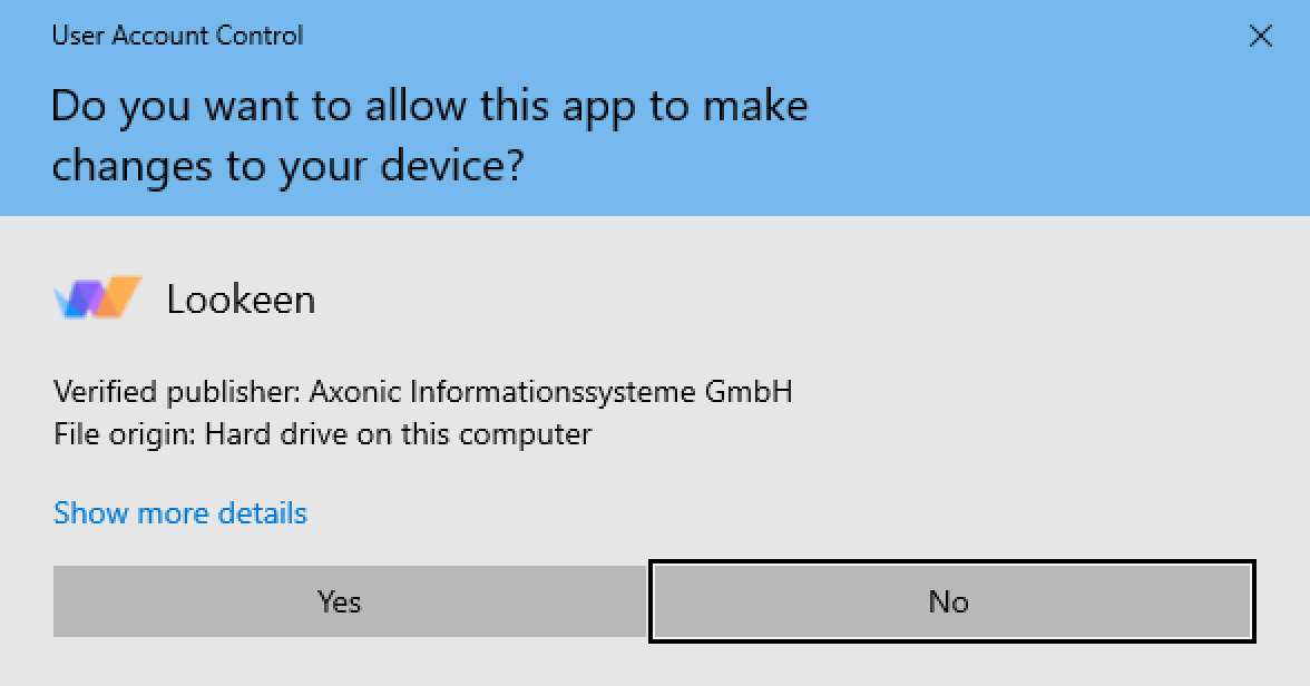 Confirm the Windows security prompt